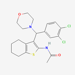 molecular formula C21H24Cl2N2O2S B12147221 N-{3-[(3,4-dichlorophenyl)(morpholin-4-yl)methyl]-4,5,6,7-tetrahydro-1-benzothiophen-2-yl}acetamide 