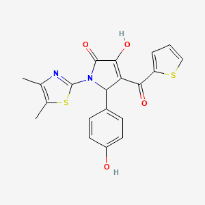 molecular formula C20H16N2O4S2 B12147229 (4E)-1-(4,5-dimethyl-1,3-thiazol-2-yl)-5-(4-hydroxyphenyl)-4-[hydroxy(thiophen-2-yl)methylidene]pyrrolidine-2,3-dione 