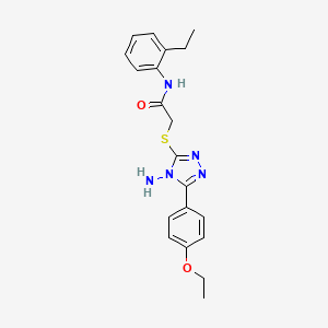 molecular formula C20H23N5O2S B12147265 2-{[4-amino-5-(4-ethoxyphenyl)-4H-1,2,4-triazol-3-yl]sulfanyl}-N-(2-ethylphenyl)acetamide 