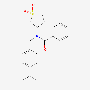 molecular formula C21H25NO3S B12147276 N-(1,1-dioxidotetrahydrothiophen-3-yl)-N-[4-(propan-2-yl)benzyl]benzamide 