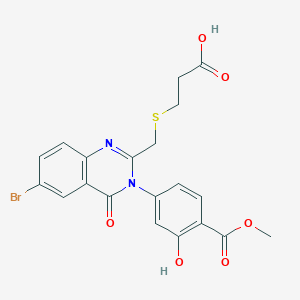 molecular formula C20H17BrN2O6S B121473 3-[[6-Bromo-3-(3-hydroxy-4-methoxycarbonylphenyl)-4-oxoquinazolin-2-yl]methylsulfanyl]propanoic acid CAS No. 155104-14-6