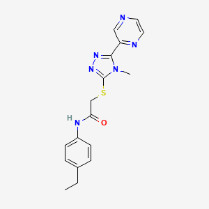 molecular formula C17H18N6OS B12147365 N-(4-ethylphenyl)-2-{[4-methyl-5-(pyrazin-2-yl)-4H-1,2,4-triazol-3-yl]sulfanyl}acetamide 