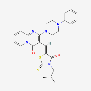 molecular formula C26H27N5O2S2 B12147386 3-{(Z)-[3-(2-methylpropyl)-4-oxo-2-thioxo-1,3-thiazolidin-5-ylidene]methyl}-2-(4-phenylpiperazin-1-yl)-4H-pyrido[1,2-a]pyrimidin-4-one 