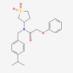 molecular formula C22H27NO4S B12147402 N-(1,1-dioxidotetrahydrothiophen-3-yl)-2-phenoxy-N-[4-(propan-2-yl)benzyl]acetamide 