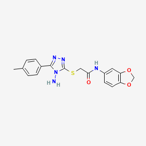 molecular formula C18H17N5O3S B12147442 2-{[4-amino-5-(4-methylphenyl)-4H-1,2,4-triazol-3-yl]sulfanyl}-N-(2H-1,3-benzodioxol-5-yl)acetamide 