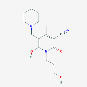 molecular formula C16H23N3O3 B1214749 6-Hydroxy-1-(3-hydroxypropyl)-4-methyl-2-oxo-5-(1-piperidinylmethyl)-3-pyridinecarbonitrile 
