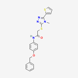 molecular formula C22H20N4O2S2 B12147518 N-[4-(benzyloxy)phenyl]-2-{[4-methyl-5-(thiophen-2-yl)-4H-1,2,4-triazol-3-yl]sulfanyl}acetamide 
