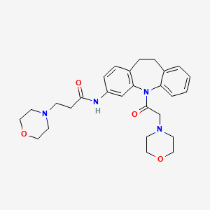 molecular formula C27H34N4O4 B1214753 3-(4-morpholinyl)-N-[11-[2-(4-morpholinyl)-1-oxoethyl]-5,6-dihydrobenzo[b][1]benzazepin-2-yl]propanamide 