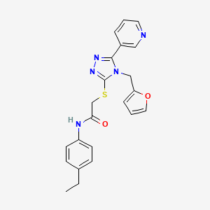 molecular formula C22H21N5O2S B12147533 N-(4-ethylphenyl)-2-{[4-(furan-2-ylmethyl)-5-(pyridin-3-yl)-4H-1,2,4-triazol-3-yl]sulfanyl}acetamide 