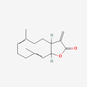 molecular formula C15H20O2 B1214757 6,10-Dimethyl-3-methylene-3a,4,5,8,9,11a-hexahydrocyclodeca[b]furan-2-one 