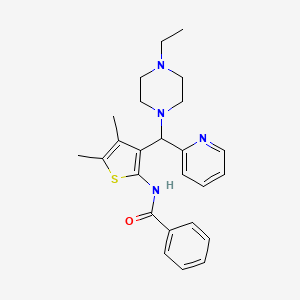 molecular formula C25H30N4OS B12147591 N-{3-[(4-ethylpiperazin-1-yl)(pyridin-2-yl)methyl]-4,5-dimethylthiophen-2-yl}benzamide 