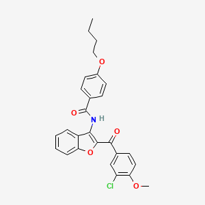 molecular formula C27H24ClNO5 B12147605 4-butoxy-N-{2-[(3-chloro-4-methoxyphenyl)carbonyl]-1-benzofuran-3-yl}benzamide 