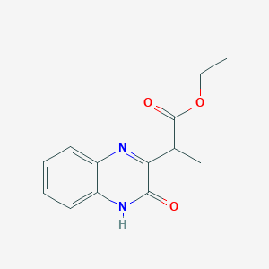 molecular formula C13H14N2O3 B1214761 Ethyl 2-(3-oxo-3,4-dihydroquinoxalin-2-yl)propanoate CAS No. 63186-18-5