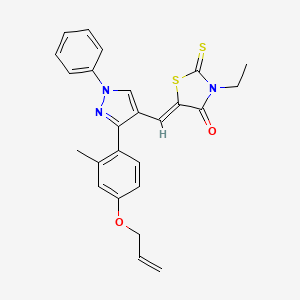 molecular formula C25H23N3O2S2 B12147695 (5Z)-3-ethyl-5-({3-[2-methyl-4-(prop-2-en-1-yloxy)phenyl]-1-phenyl-1H-pyrazol-4-yl}methylidene)-2-thioxo-1,3-thiazolidin-4-one 