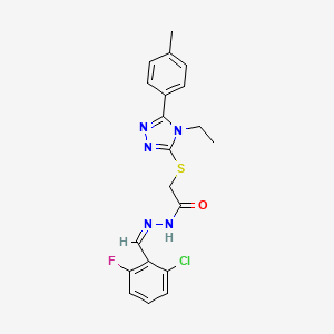 molecular formula C20H19ClFN5OS B12147735 N-[(E)-(2-chloro-6-fluorophenyl)methylideneamino]-2-[[4-ethyl-5-(4-methylphenyl)-1,2,4-triazol-3-yl]sulfanyl]acetamide 