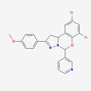 molecular formula C22H17Br2N3O2 B12147757 7,9-Dibromo-2-(4-methoxyphenyl)-5-(pyridin-3-yl)-1,10b-dihydropyrazolo[1,5-c][1,3]benzoxazine 