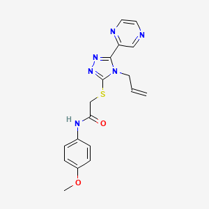 molecular formula C18H18N6O2S B12147767 N-(4-methoxyphenyl)-2-{[4-(prop-2-en-1-yl)-5-(pyrazin-2-yl)-4H-1,2,4-triazol-3-yl]sulfanyl}acetamide 
