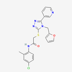 molecular formula C21H18ClN5O2S B12148010 N-(4-chloro-2-methylphenyl)-2-{[4-(furan-2-ylmethyl)-5-(pyridin-3-yl)-4H-1,2,4-triazol-3-yl]sulfanyl}acetamide 