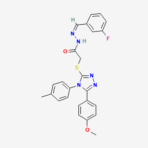 molecular formula C25H22FN5O2S B12148055 N'-[(Z)-(3-fluorophenyl)methylidene]-2-{[5-(4-methoxyphenyl)-4-(4-methylphenyl)-4H-1,2,4-triazol-3-yl]sulfanyl}acetohydrazide 