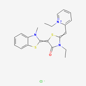 molecular formula C21H22ClN3OS2 B1214813 3-Ethyl-2-[(1-ethylpyridin-1-ium-2-yl)methylidene]-5-(3-methyl-1,3-benzothiazol-2-ylidene)-1,3-thiazolidin-4-one;chloride 