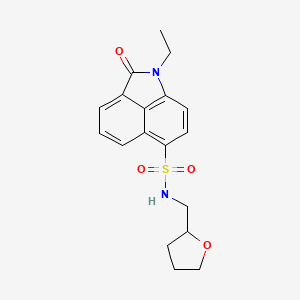 molecular formula C18H20N2O4S B12148172 1-ethyl-2-oxo-N-((tetrahydrofuran-2-yl)methyl)-1,2-dihydrobenzo[cd]indole-6-sulfonamide 