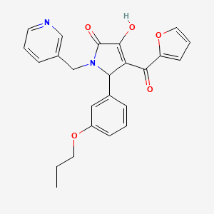 molecular formula C24H22N2O5 B12148173 4-(furan-2-ylcarbonyl)-3-hydroxy-5-(3-propoxyphenyl)-1-(pyridin-3-ylmethyl)-1,5-dihydro-2H-pyrrol-2-one 