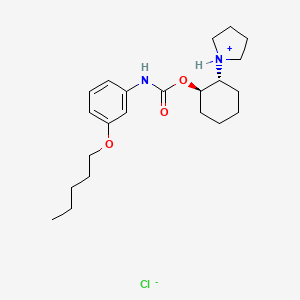 molecular formula C22H35ClN2O3 B1214825 trans-2-(1-Pyrrolidinyl)cyclohexyl 3-pentyloxycarbanilate hydrochloride CAS No. 38198-35-5