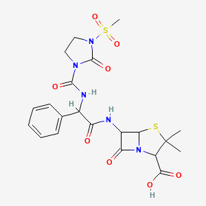 molecular formula C21H25N5O8S2 B1214829 3,3-Dimethyl-6-[[2-[(3-methylsulfonyl-2-oxoimidazolidine-1-carbonyl)amino]-2-phenylacetyl]amino]-7-oxo-4-thia-1-azabicyclo[3.2.0]heptane-2-carboxylic acid 
