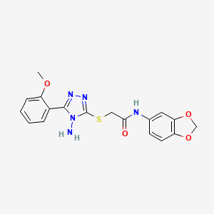 molecular formula C18H17N5O4S B12148294 2-{[4-amino-5-(2-methoxyphenyl)-4H-1,2,4-triazol-3-yl]sulfanyl}-N-(1,3-benzodioxol-5-yl)acetamide 