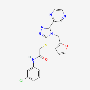 molecular formula C19H15ClN6O2S B12148313 N-(3-chlorophenyl)-2-{[4-(furan-2-ylmethyl)-5-(pyrazin-2-yl)-4H-1,2,4-triazol-3-yl]sulfanyl}acetamide 