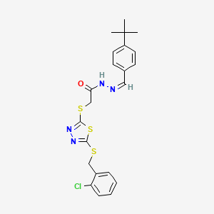 molecular formula C22H23ClN4OS3 B12148319 N-[(E)-(4-tert-butylphenyl)methylideneamino]-2-[[5-[(2-chlorophenyl)methylsulfanyl]-1,3,4-thiadiazol-2-yl]sulfanyl]acetamide 