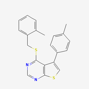 molecular formula C21H18N2S2 B12148345 4-[(2-Methylbenzyl)sulfanyl]-5-(4-methylphenyl)thieno[2,3-d]pyrimidine 