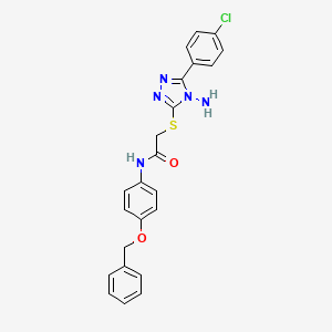 molecular formula C23H20ClN5O2S B12148353 2-{[4-amino-5-(4-chlorophenyl)-4H-1,2,4-triazol-3-yl]sulfanyl}-N-[4-(benzyloxy)phenyl]acetamide 