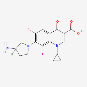 molecular formula C17H17F2N3O3 B1214837 7-(3-Aminopyrrolidin-1-yl)-1-cyclopropyl-6,8-difluoro-4-oxo-1,4-dihydroquinoline-3-carboxylic acid CAS No. 99734-98-2