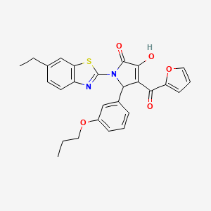 molecular formula C27H24N2O5S B12148386 1-(6-Ethylbenzothiazol-2-yl)-4-(2-furylcarbonyl)-3-hydroxy-5-(3-propoxyphenyl)-3-pyrrolin-2-one 