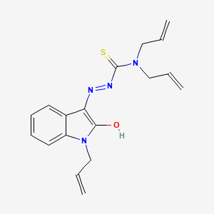 molecular formula C18H20N4OS B1214839 2-(1,2-Dihydro-2-oxo-1-(2-propenyl)-3H-indol-3-ylidene)-N,N-di-2-propenylhydrazinecarbothioamide CAS No. 152128-80-8