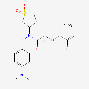 molecular formula C22H27FN2O4S B12148409 N-[4-(dimethylamino)benzyl]-N-(1,1-dioxidotetrahydrothiophen-3-yl)-2-(2-fluorophenoxy)propanamide 