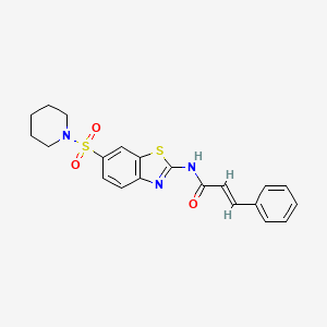 molecular formula C21H21N3O3S2 B12148444 N-(6-(piperidin-1-ylsulfonyl)benzo[d]thiazol-2-yl)cinnamamide 