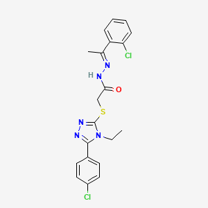 molecular formula C20H19Cl2N5OS B12148464 N'-[(1E)-1-(2-chlorophenyl)ethylidene]-2-{[5-(4-chlorophenyl)-4-ethyl-4H-1,2,4-triazol-3-yl]sulfanyl}acetohydrazide 