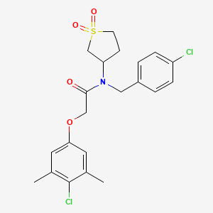 molecular formula C21H23Cl2NO4S B12148505 N-(4-chlorobenzyl)-2-(4-chloro-3,5-dimethylphenoxy)-N-(1,1-dioxidotetrahydrothiophen-3-yl)acetamide 