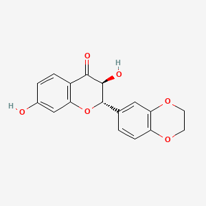 molecular formula C17H14O6 B1214860 Trans-2-(2,3-dihydrobenzo[b][1,4]dioxin-6-yl)-3,7-dihydroxychroman-4-one CAS No. 79986-03-1