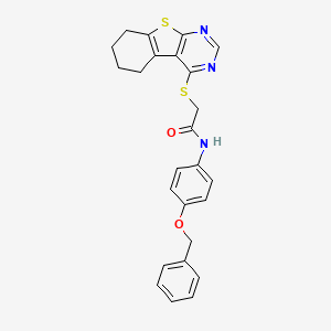 molecular formula C25H23N3O2S2 B12148627 N-[4-(benzyloxy)phenyl]-2-(5,6,7,8-tetrahydro[1]benzothieno[2,3-d]pyrimidin-4-ylsulfanyl)acetamide 