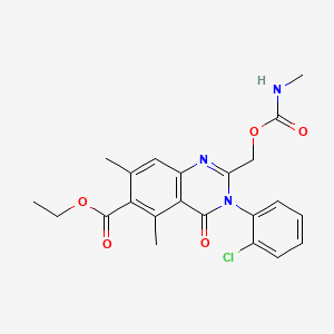 Ethyl 3-(2-chlorophenyl)-5,7-dimethyl-2-(methylcarbamoyloxymethyl)-4-oxoquinazoline-6-carboxylate