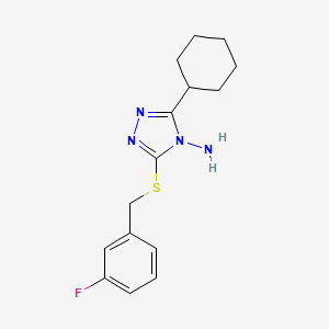 molecular formula C15H19FN4S B12148694 5-Cyclohexyl-3-[(3-fluorophenyl)methylthio]-1,2,4-triazole-4-ylamine 