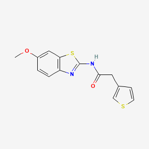 molecular formula C14H12N2O2S2 B12148797 N-(6-methoxy-1,3-benzothiazol-2-yl)-2-(thiophen-3-yl)acetamide 