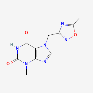 B1214892 3-Methyl-7-((5-methyl-1,2,4-oxadiazole-3-yl)methyl)-3,7-dihydro-1H-purine-2,6-dione CAS No. 115779-20-9
