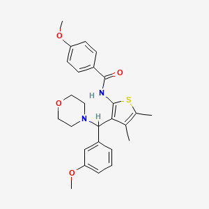 molecular formula C26H30N2O4S B12149082 4-methoxy-N-{3-[(3-methoxyphenyl)(morpholin-4-yl)methyl]-4,5-dimethylthiophen-2-yl}benzamide 