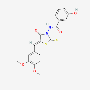 molecular formula C20H18N2O5S2 B12149132 N-[(5Z)-5-(4-ethoxy-3-methoxybenzylidene)-4-oxo-2-thioxo-1,3-thiazolidin-3-yl]-3-hydroxybenzamide 