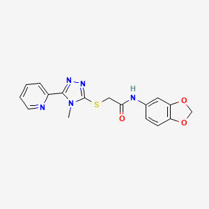 molecular formula C17H15N5O3S B12149163 N-(1,3-benzodioxol-5-yl)-2-{[4-methyl-5-(pyridin-2-yl)-4H-1,2,4-triazol-3-yl]sulfanyl}acetamide 