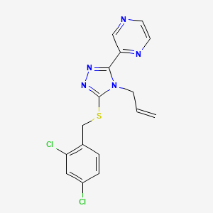 molecular formula C16H13Cl2N5S B12149197 3-[(2,4-Dichlorophenyl)methylthio]-4-prop-2-enyl-5-pyrazin-2-yl-1,2,4-triazole 